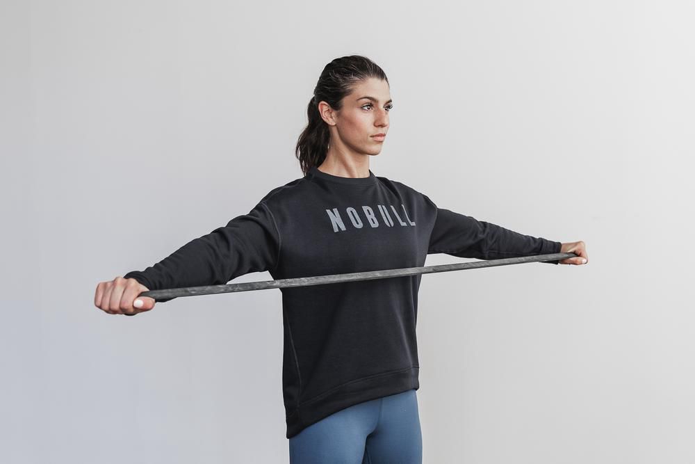 NOBULL Women's Crew Sweatshirts - Black - Ireland (8136PHRMX)